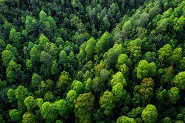 Dense green forest representing biodiversity and natural carbon capture. Sustainable forest management and environmental protection for a cleaner planet and climate balance. MZ
