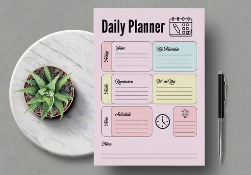 Daily Planner Template Productivity Layout