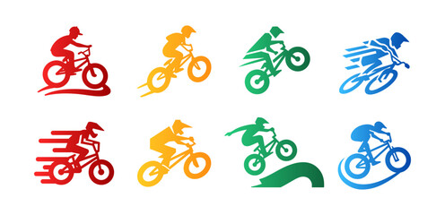 Obraz premium 8 BMX Logo Set Freestyle Bike Street Sport Emblem Collection