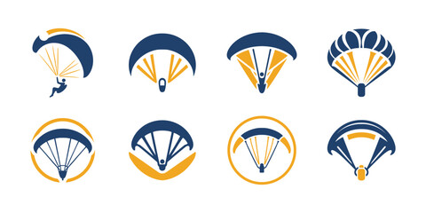 8 Paragliding Logo Set Aerial Flight Adventure Emblem Collection