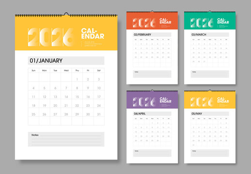 Modern Wall Calendar 2026 Template