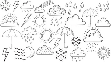 Christmas vector icon set with weather symbols