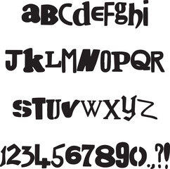 Random Ransom Letters Handwritten sketch typography font lettering ABC cartoon vector text