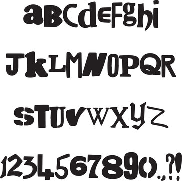 Random Ransom Letters Handwritten sketch typography font lettering ABC cartoon vector text