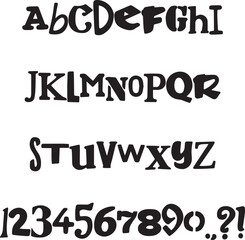 Random Ransom Letters Handwritten sketch typography font lettering ABC cartoon vector text