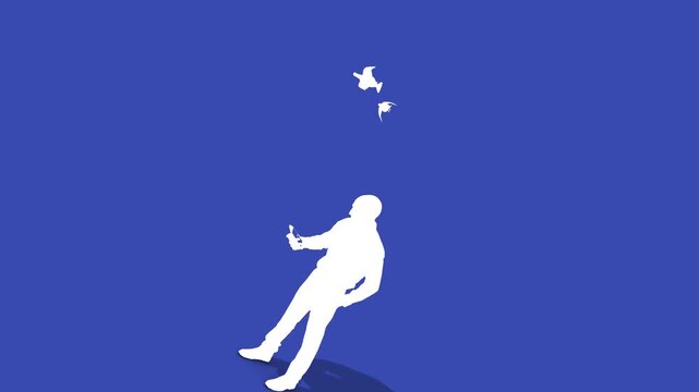  Infinite Droste Loop With Smartphone Silhouette and Flying Birds Promoting Peace