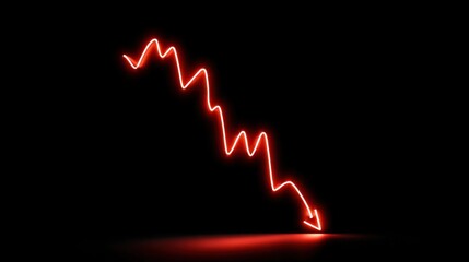 Market Downturn: A vibrant red line plunges downward against a stark black backdrop, graphically representing a market decline, economic downturn, or financial crisis, creating a sense of urgency.
