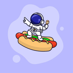 Astronaut Riding a Hot Dog Rocket with Chocolate Ice Cream