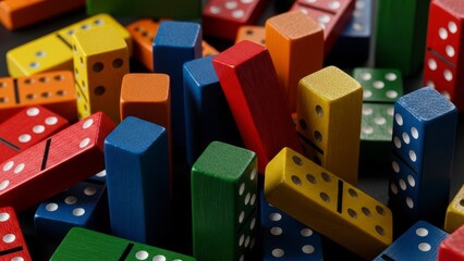 Colorful Dominoes Scattered Randomly in a Pile.