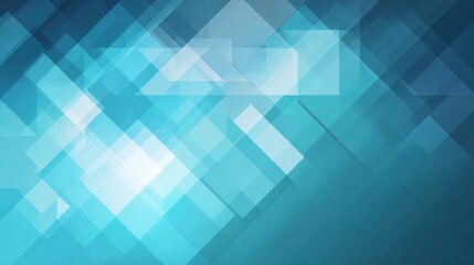 Fototapeta premium Geometric Abstract in Turquoise: A modern geometric abstract composed of overlapping translucent squares and rectangles in a soothing turquoise hue, evoking a sense of calm and innovation.