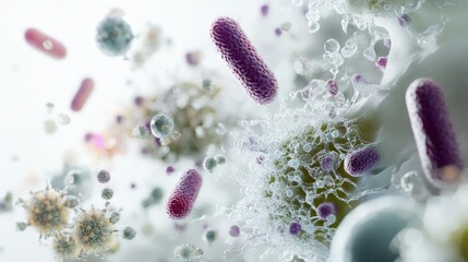 Artistic Exploration of Microscopic Bacteria and Viruses Showcasing Intricate Details