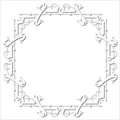Vintage decorative  frame in Gothic style - elegant white frame on white background, JPG, 300 DPI , north runes frame, middle ages, hallowen, Christmas.