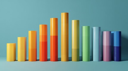 Obraz premium Market performance bars, bold 3D columns with clean shadows, 3D illustration. 