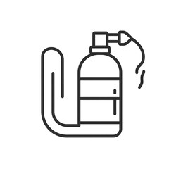 Simple monochrome outline icon of a scuba tank with attached regulator and air tube