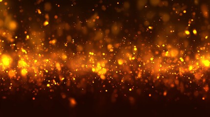 Obraz premium Flame with sparks and flying cinders, abstract glowing embers, heat sparkles and bokeh fire texture, highlighting fire energy, warmth, combustion, and dynamic glowing particles in close-up view