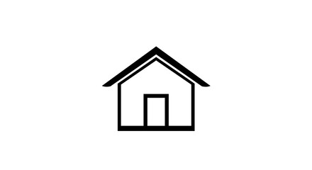 Simple monochrome outline illustration of a house icon against a pristine white backdrop