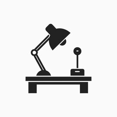 desk lamp and desk vector icon silhoutte template