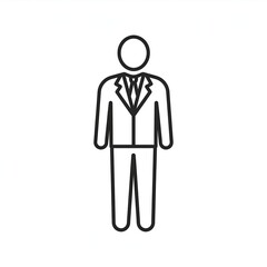 Simple monochrome outline illustration of a person in a suit, perfect for business concepts