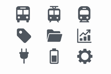 Folder transport checkmark tag public stop bus gear icons tram sign icon
