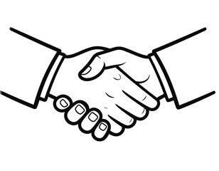 Fototapeta premium Simple black and white illustration of two hands clasped in a gesture of agreement or collaboration