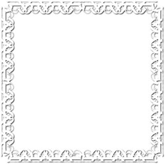 Vintage decorative frame in Gothic style - elegant white frame on transparent background, PNG, 300 DPI, middle ages, hallowen, Christmas.