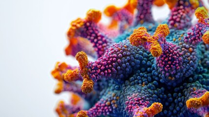 Detailed View of Measles Virus Showcasing Intricate Structures and Vibrant Colors in Micro World