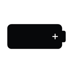 Black Silhouette of a Battery Icon Indicating Full Charge Keywords: battery, power, energy, charge, full, icon, symbol