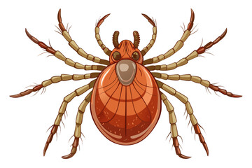 High-quality illustration of a tick insect with realistic detail and color. This vector graphic shows the tick’s body structure, legs, and texture, perfect for educational, scientific, and medical pur