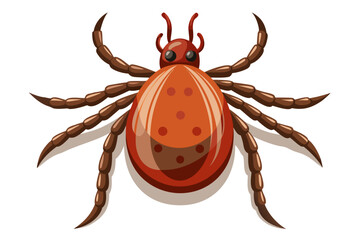 High-quality illustration of a tick insect with realistic detail and color. This vector graphic shows the tick’s body structure, legs, and texture, perfect for educational, scientific, and medical pur