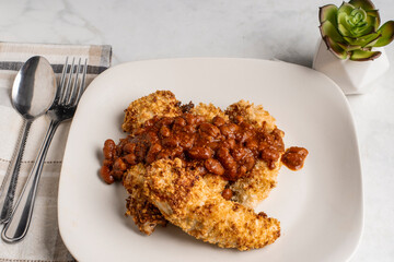 chicken tenders  top with  chilli