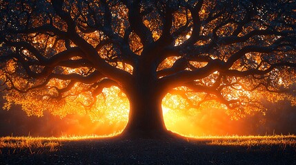 Glowing roots of a tree high resolution picture