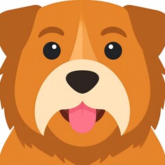 Simplified head of a light brown dog with floppy ears, a white muzzle, and its tongue out