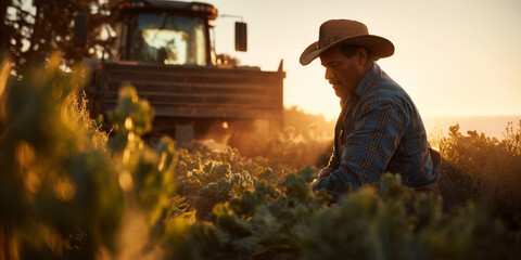 Farmer harvesting his food crops