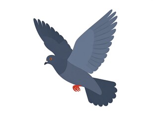 Simplified illustration of a pigeon in flight against a clean white background