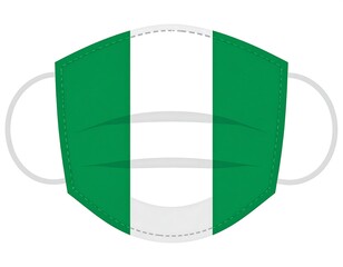 Simplified illustration of a protective face mask featuring the flag design of a nation
