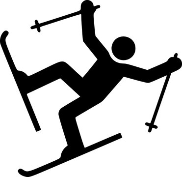 Skiing Skier Falling or Crashing Icon
