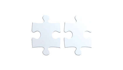 Fototapeta premium Two light-gray jigsaw puzzle pieces sit side by side against a stark black background, symbolizing connection and unity