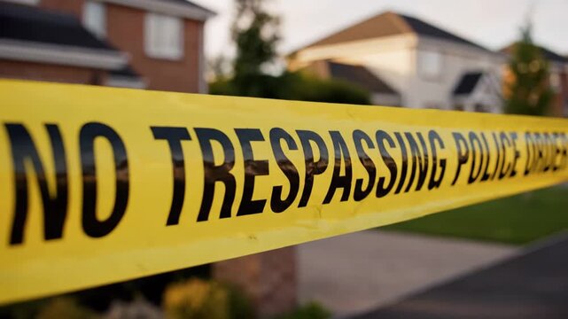 Residential Area Blocked Off with Police Tape Indicating No Entry Restriction