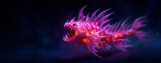 Abyssal creature with unique adaptations to pressure, glowing features, and sharp spines