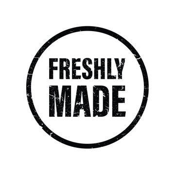 Distressed circular stamp graphic with freshly made text