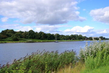 recreation at Nord-Ostsee-Kanal near Rendsburg, Germany