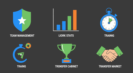 Football Management, Training, and Transfer Market Concepts Illustrated.