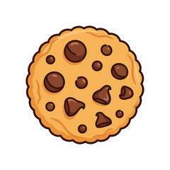 A delicious chocolate chip cookie with a golden brown crust and scattered chocolate chips, isolated on white background