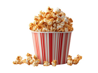 Red Buckets Filled with Buttery Popcorn on Transparent Background