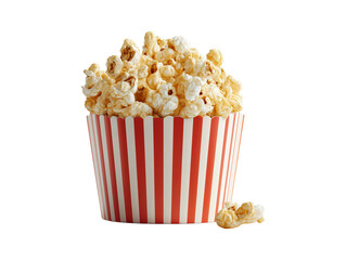 Red Buckets Filled with Buttery Popcorn on Transparent Background