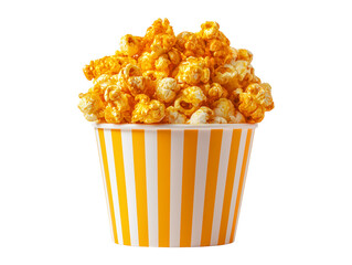 Red Buckets Filled with Buttery Popcorn on Transparent Background