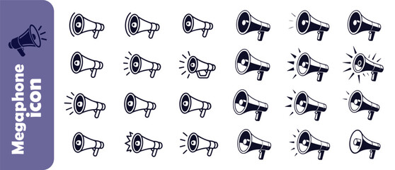 Megaphone icon set collection of speaker icons symbol for announce advertisement and communication