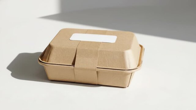 Biodegradable container rotating in sunlit minimalist setting