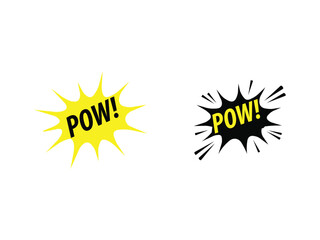 Comic book pow sound effect burst graphic illustration set