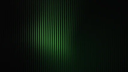 Fotobehang Abstracte Golf green gradient glass lines effect black background futuristic cool glow soft waves animation Vertical Lines Ribbed Texture Gradient Lighting Modern  © RIHAN